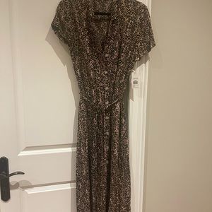 Dex Animal Print Button Front Midi Dress
